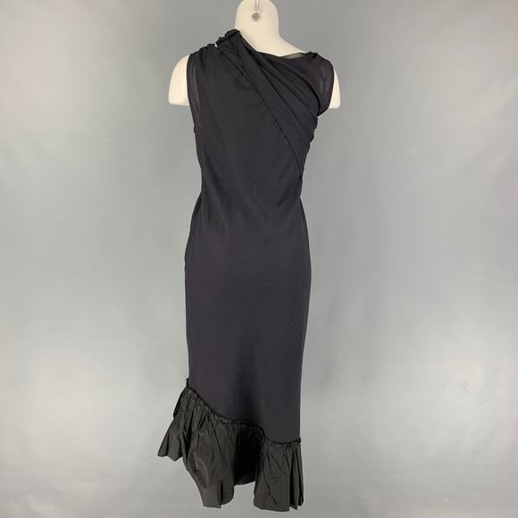 VERA WANG Size 4 Navy Wool Polyester Sleeveless Dress - Picture 3 of 5